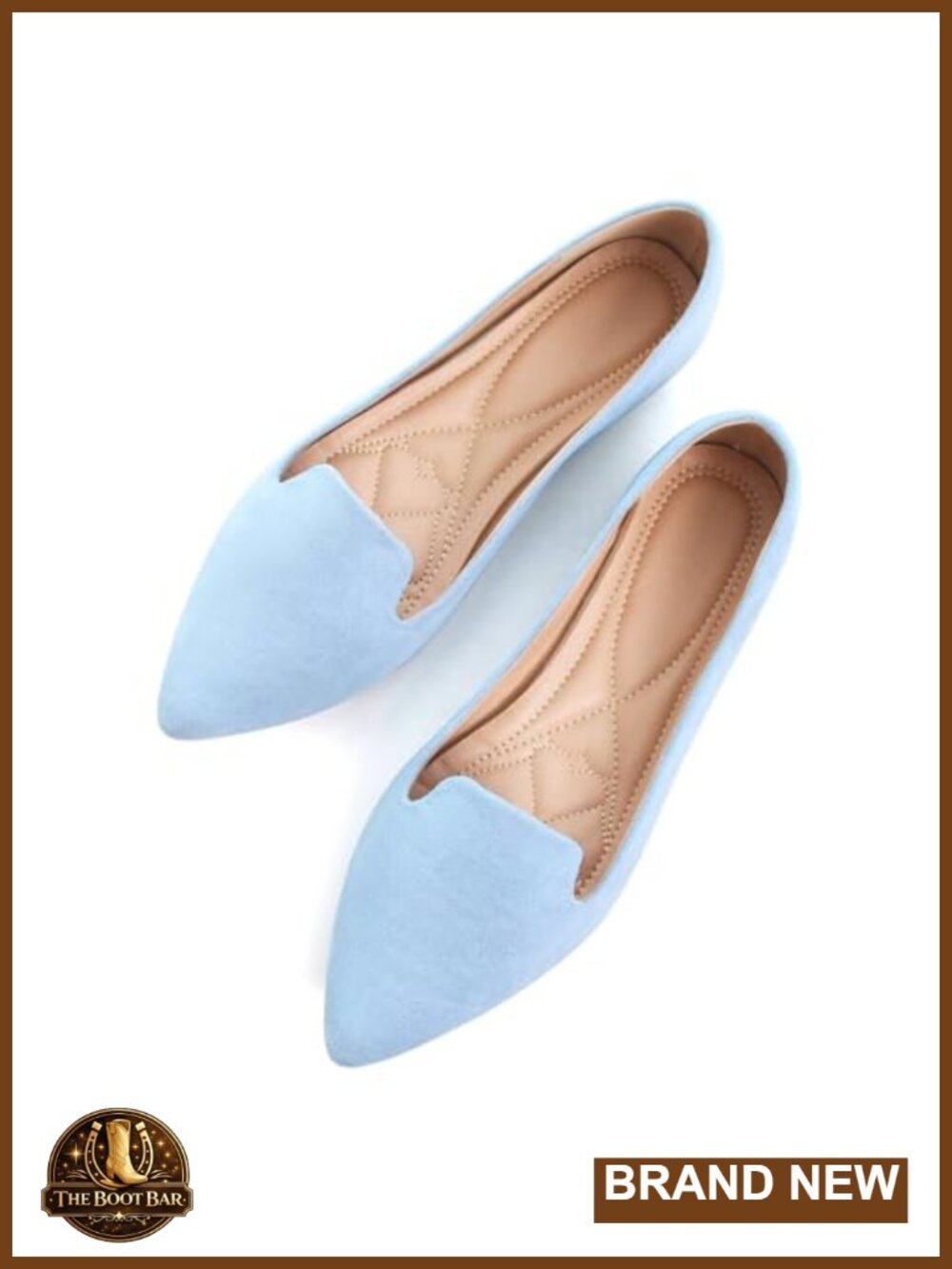 Women's Pointy Toe PU Leather Ballet Flats Comfort Memory Foam Walking Shoes